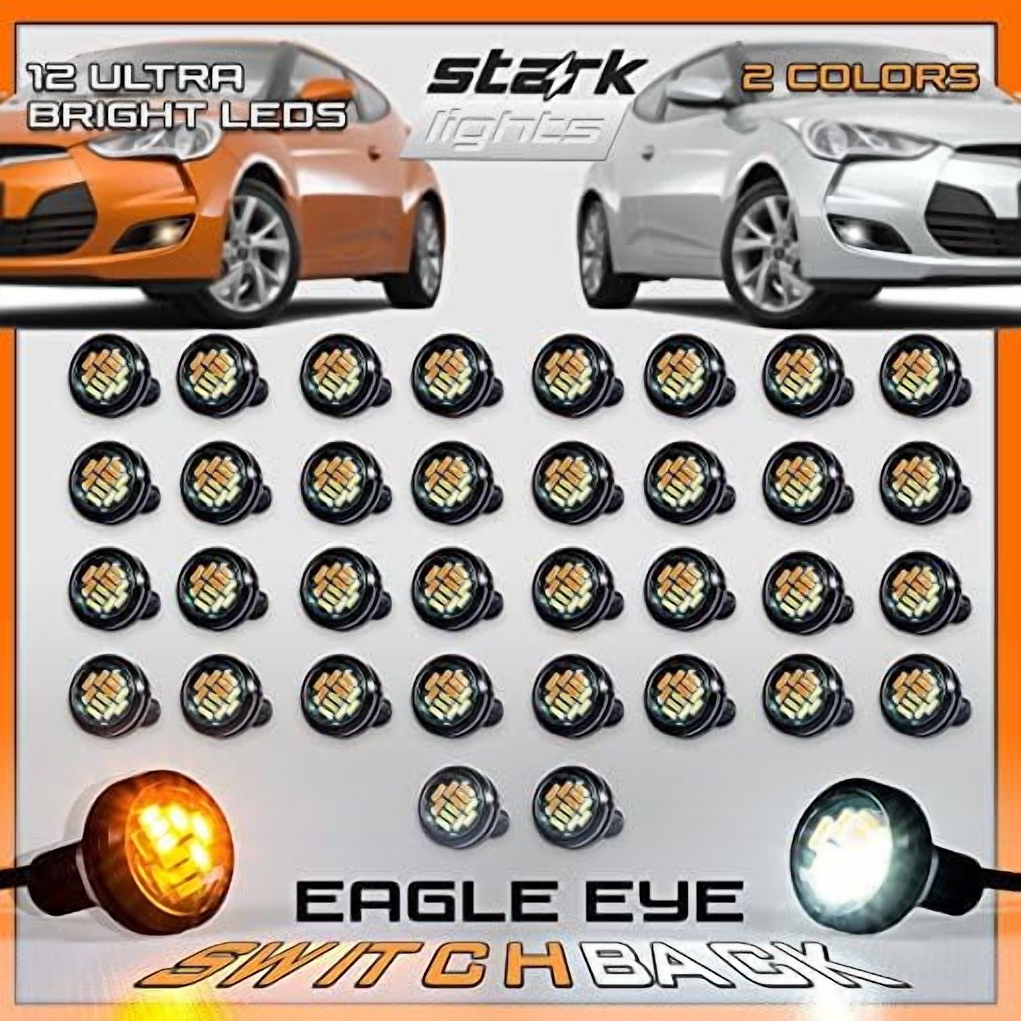 Industries 23mm Eagle Eye Bulb Switchback (White/Amber) light, High Power 9W 12-SMD DRL Car Motorcycle Turn Signal Light Fog Light Backup Lights, 50-Pack